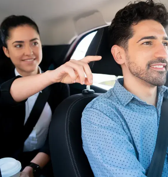 Driver and passenger in a car